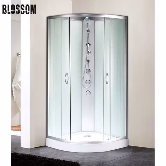 Luxus-Komplett-Hydromassage-Duschkabine aus gehärtetem Glas aus verchromtem Aluminium