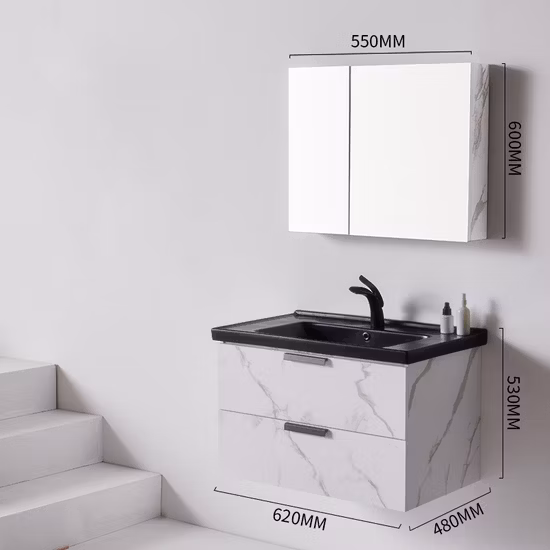 Neuer Badezimmerschrank aus Sperrholz im europäischen Stil mit Waschbecken