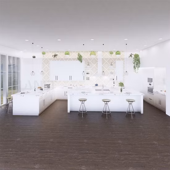 Planet Küchen- und Badezimmer-Set, moderne modulare Küchenschränke aus Sperrholz, mattgrau lackiert